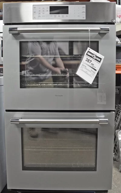 A close-up of Double Smart electric wall Oven.