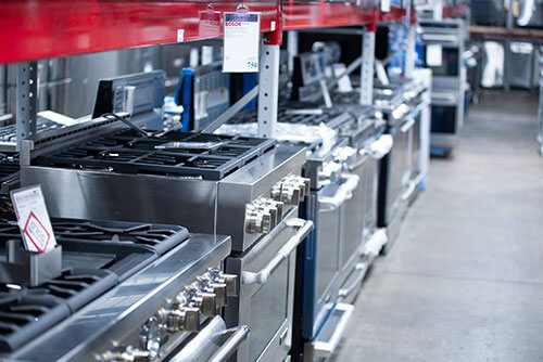 A close-up of the gas range display in an appliance store